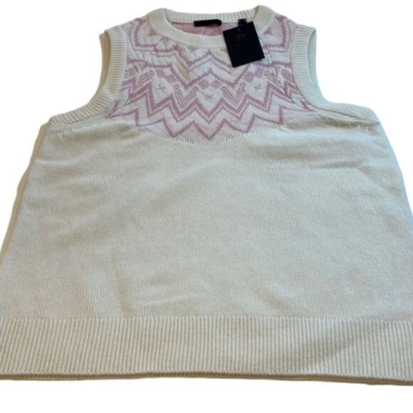 Anthony Thomas Melillo ATM Fair Isle Wool Sweater Vest cream pink size XS NEW - Picture 4 of 9